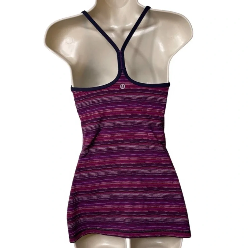 Lululemon power Y tank top in cyber stripe sz 4 - Picture 2 of 6